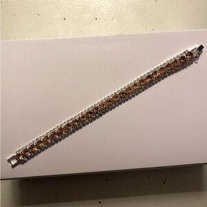 7CT Champagne & White Lab Created Diamond Tennis Bracelet 925 Sterling Silver